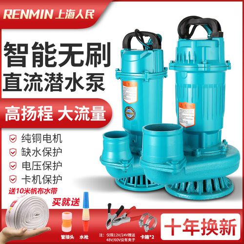 上海人民无刷直流潜水泵48V60V72V通用电动车电瓶车抽水泵抽水机