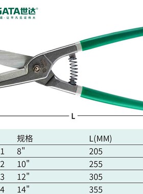 世达工具英式铁皮剪刀不锈钢板白铁皮93203 93204剪子93201 93202