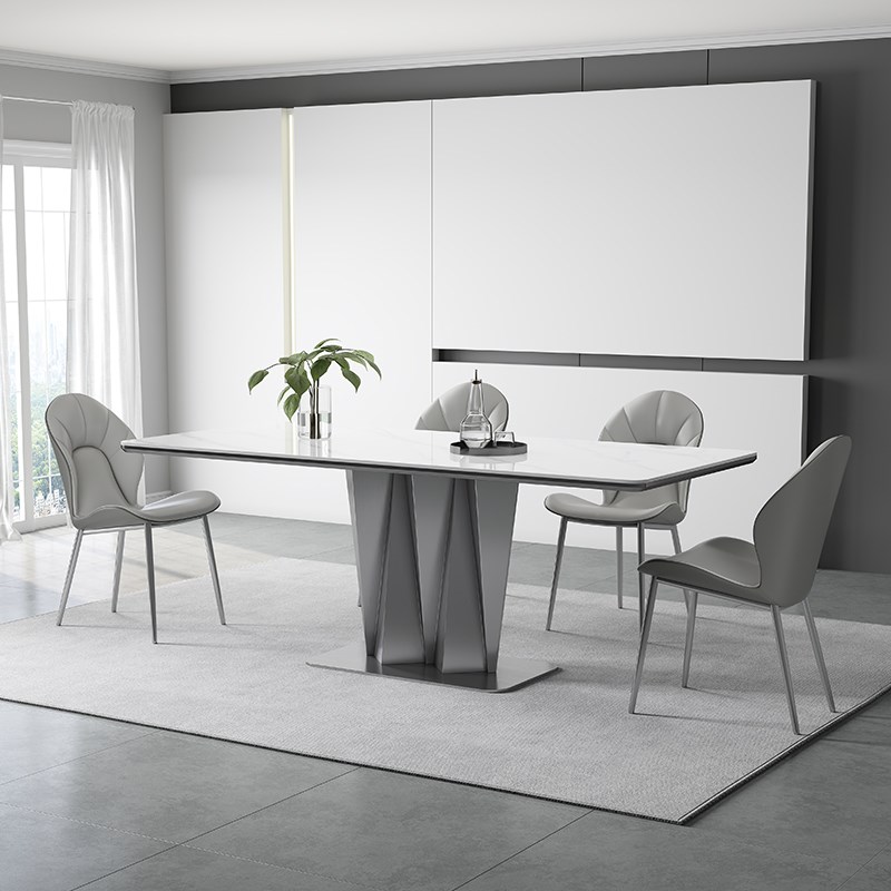 进口岩板餐桌轻奢高端家用小户型现代简约长方形2023新.款意式饭