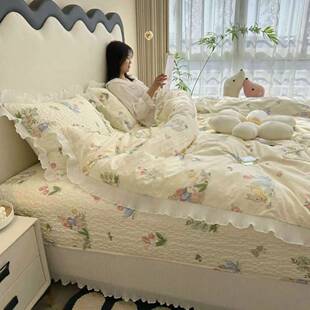 加纯厚棉盖四件套床仙女风韩版三件套公主四季可机洗防pxx10032滑