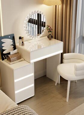 木?带氛户围灯加厚实梳风妆台奶油现代简约卧室BYR小型化妆桌2025