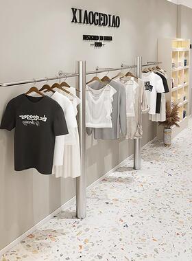 轻奢XHR男服装店墙挂衣架装店地式陈列服装架网上红不锈钢落衣帽