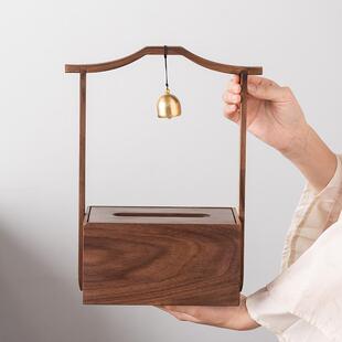 北摆美胡桃巾木实木纸意巾盒新中式茶桌件创纸收纳盒家居装饰品牌