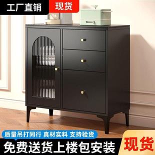 板餐边风柜简约现代置物柜客厅茶水酒柜古玄复关柜宅岩寂8522黑色