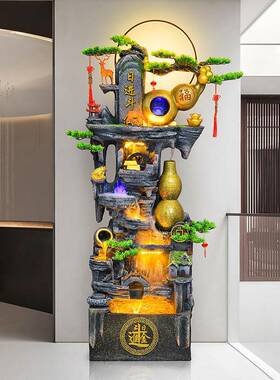 葫芦流水喷厅客循水环加湿器风水轮景观落地泉装饰ZRF招财风水球