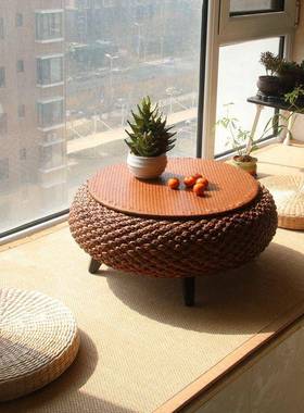可编储物藤榻榻米桌子炕桌几阳台230312-1飘窗小茶几民宿可收纳室