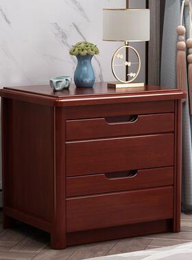 20老式床储头柜实简木床胡桃木现代约卧室储物边收纳柜中式物柜整