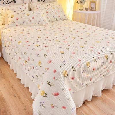 新款水洗单棉床盖三件套四季通用加夹棉厚床炕单件榻榻米pxx10033