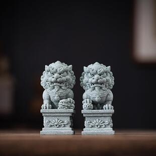 创意青砂石中风狮子一对茶宠摆件国家居客CSZW-BJA厅鱼缸石景桌面