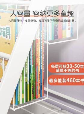 儿书架家用绘本架宝阅读区纳46246移动童玩具收架简易宝书柜置物架落地