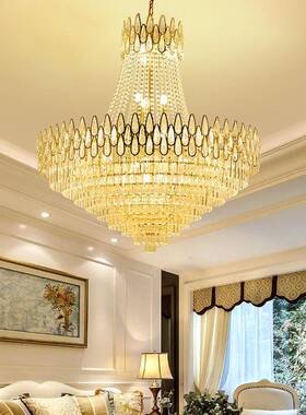 墅复式后现代客厅灯LED现代91505简约吊楼灯别旋转楼间轻奢梯水晶