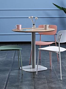 轻奢小户型可叠放靠背现意式简极51930餐厅高档塑铁料架代简约家