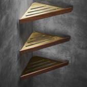 MGI打孔免打胡桃木浴钉室置物架卫生间壁挂转角架厨房调料架三角