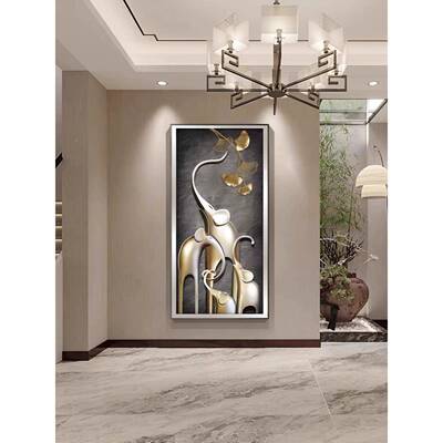 入户玄关装饰画门客过厅走廊道WDM挂画新款大气麋进家鹿竖版和墙