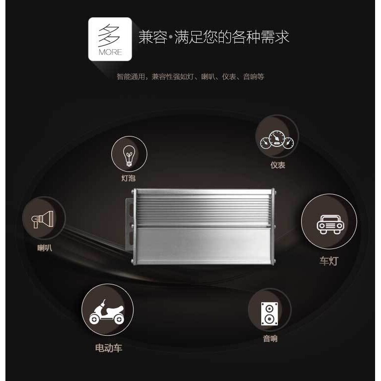 大功率电动四轮车老年代步车转换器48v60v72v转12v30A六线通用