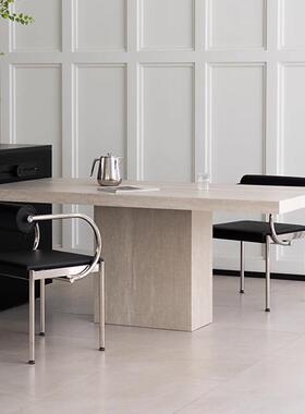 舒梵新品千桌/洞石岩板山桌/餐中DRW餐古风格桌子/岛台桌德利丰岩