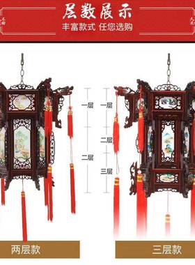 仿古中式实木六角灯笼中国风阳台大门酒店祠堂茶楼宫门头宫廷风