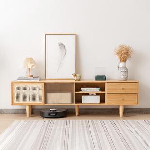 式视移门电视柜藤YJDSG编玻璃民宿简约听新柜小户型客日厅地柜储