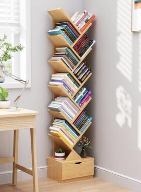 简易书小架落地阅一置物架客厅儿童实木IER书柜子学生家用体靠墙