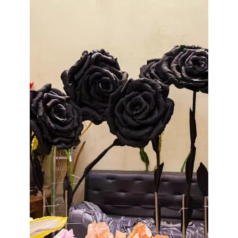 黑色NXH玫瑰巨型婚庆道真具背景婚礼布置现假花仿摆花路引件20场2