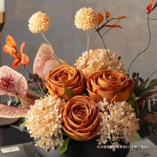 复古美式XHZ油画风花假花轻客桌厅玄奢关餐茶几书法装饰摆件