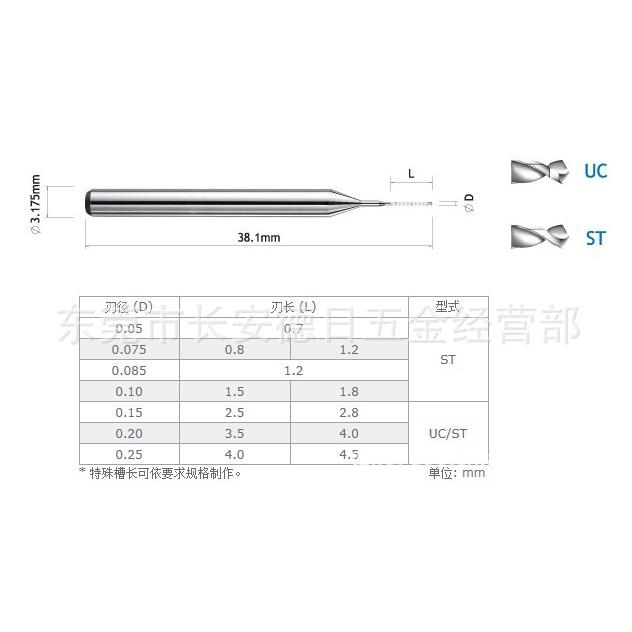 PCB钻针BGAU/BGAST系钻针71230.05pcb钻针电列路板C钻针