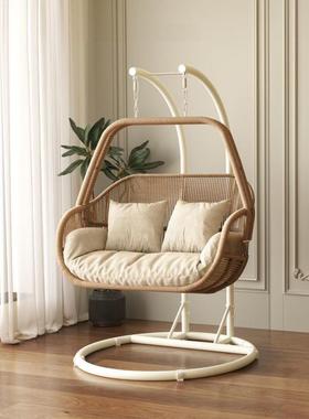 篮秋红AL千懒人闲家用麻花藤条阳台室内新款精致网摇摇椅休吊吊椅