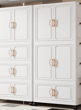 折纳叠收柜免安大容量儿童衣轮柜装对开门杂物储物UTY柜简约带置