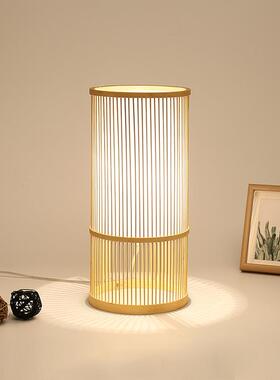 可BYT3653新中式茶室台灯客厅卧室床头竹地艺灯温馨调手工竹光编