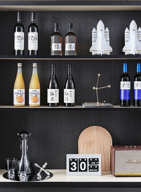 北欧样板间厨g房红酒饮料样品道具组合家俱展厅整体橱柜软装饰品