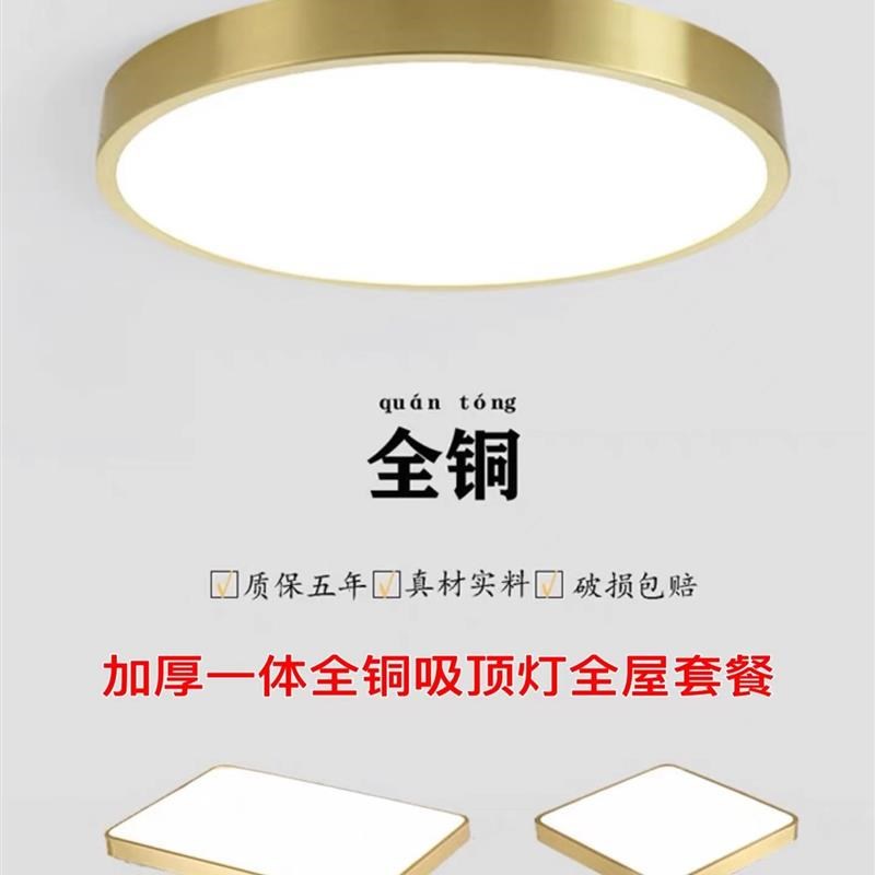 全铜吸顶灯别墅阳台门口户外卧室客厅走I廊餐厅新中式超薄中山灯