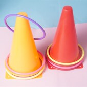 儿童套圈圈投掷玩具幼儿园户外感统训练塑料套圈彩色圈圈套装 玩具