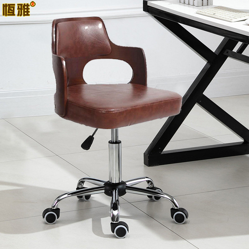 转椅电脑椅子家用简约书房椅圆盘升降椅实木靠背吧椅前台椅收银凳