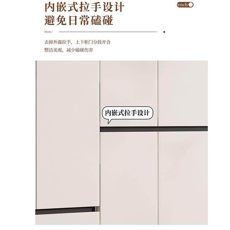 实木生态板柜分段6009式卧芯室家六用奶油风衣白色全马甲原木大板柜子