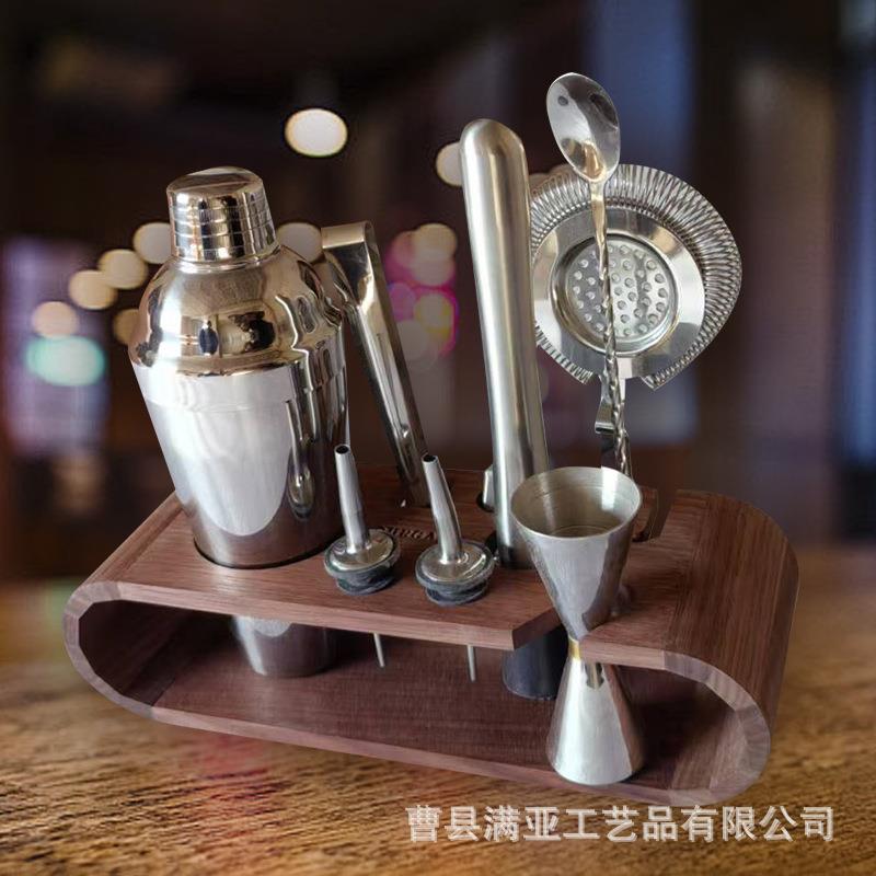 亚马逊酒吧调酒酒架调酒器收底座调工具摆放架木 木质调酒酒具架