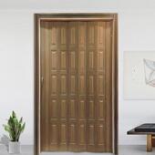 pvc中760折门叠免打孔开推放式 厨式 房临时简易木纹拉门商铺卫生间