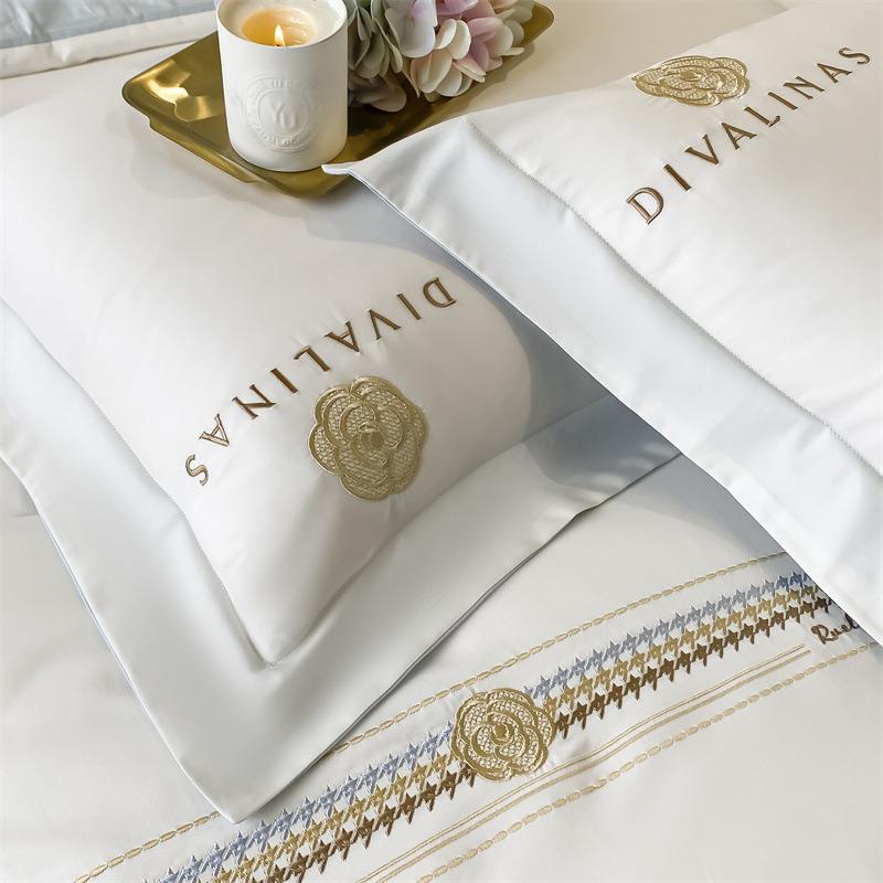 新款60床支全棉刺绣四DC202-6件套纯棉轻奢长绒棉套亲肤床笠被单