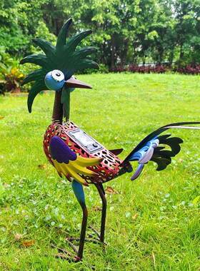 雕塑逊彩W-G19208绘落地田园风装饰品怪跨境亚马铁艺皮动物太阳小