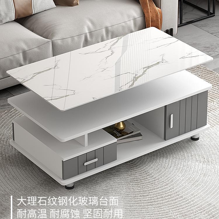 茶CJ002客厅家用2025新款小户型现代简视约玻璃茶桌板岩茶几电柜组几合
