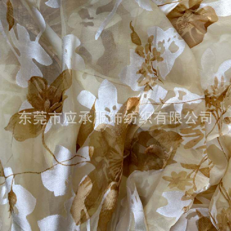 烂花销布料真丝丝绸布桑蚕丝烧花烂花绡面料乔绒印花新款量大优惠