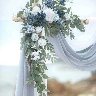 马逊仿爆款 饰派对聚会草户A477蓝白外 真拱门花帷幔仿真花亚婚礼装