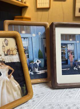 圆角北美黑胡木桃木柚木215榉实木榫卯原相框内圆摆外圆木创意台