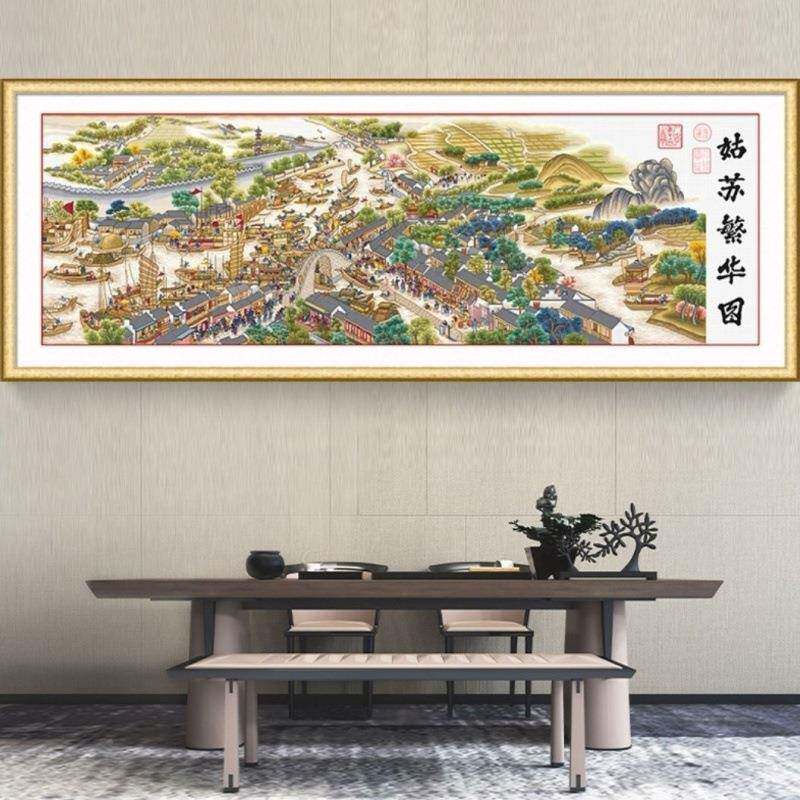 苏繁世华图十字绣传名古代收A-599藏客厅大幅姑大气挂画刺画绣自