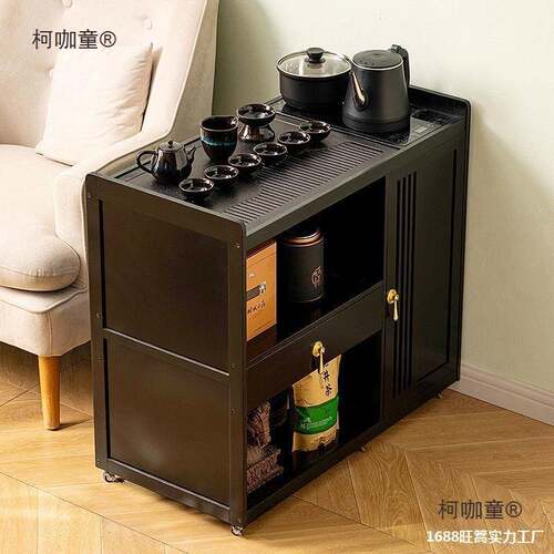 移动茶桌小茶台烧水壶一体家用茶水柜茶车阳台实木茶几煮泡麦太保