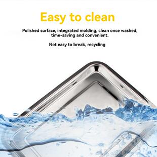 跨境托盘5PCS不锈钢YNU方盘鱼快餐盘平烤底托盘收烧烤盘盘出口纳