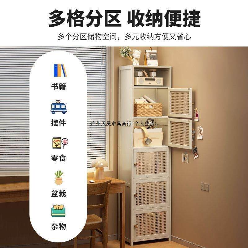 书柜架置物架落地简易书家用柜带门尘储物AL26客防厅置物柜靠墙收