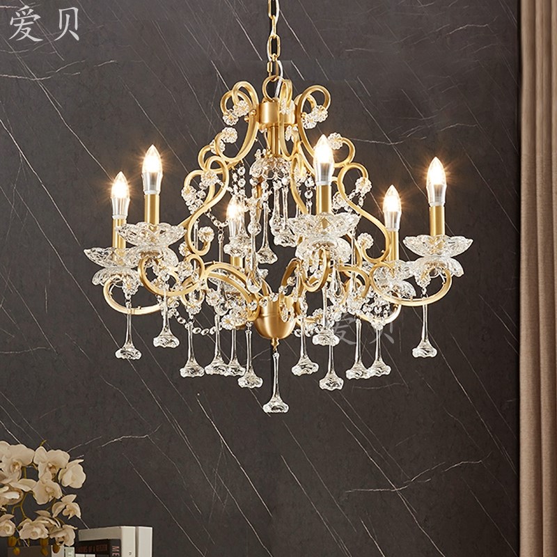 SY浪漫花海全铜水晶吊灯欧w美法式复古别墅客厅餐厅公主房卧室灯