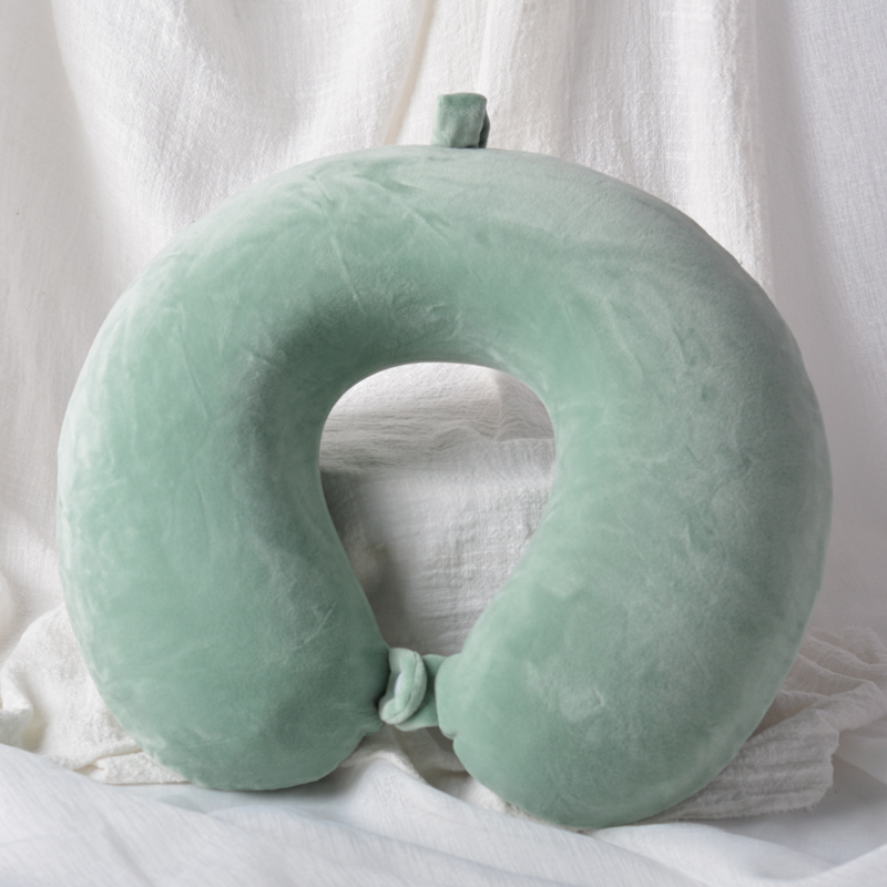 u型枕 纯色可拆洗 颈椎记忆棉u形枕头枕靠枕脖子飞V机旅行护颈学