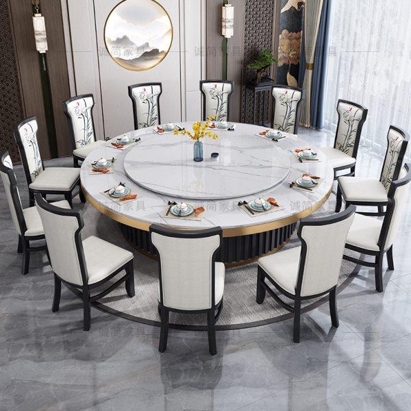 酒店餐桌大圆桌电动转盘带电磁炉火锅桌饭店包厢别墅高端岩板餐桌,住宅家具,岩板餐桌,淘宝优惠券,粉丝福利购,淘宝优惠卷