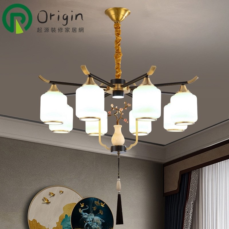 新中式吊灯d2024年新款客厅卧室灯简约餐厅书房铜灯中国风中山灯